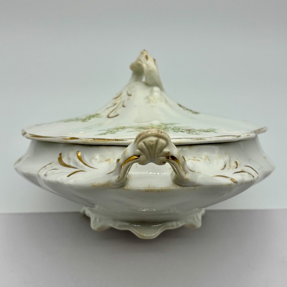 Antique Homer Laughlin, White Granite, Porcelain Covered Casserole, Transferware - Picture 4 of 16